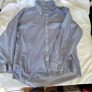 Izod Men's Navy Striped Button Down Shirt